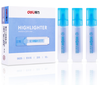得力 S625 荧光笔  蓝色 10支/盒装